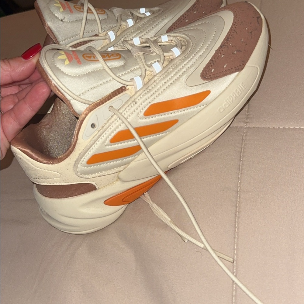 Adidas Kids Cream and Orange Sneakers